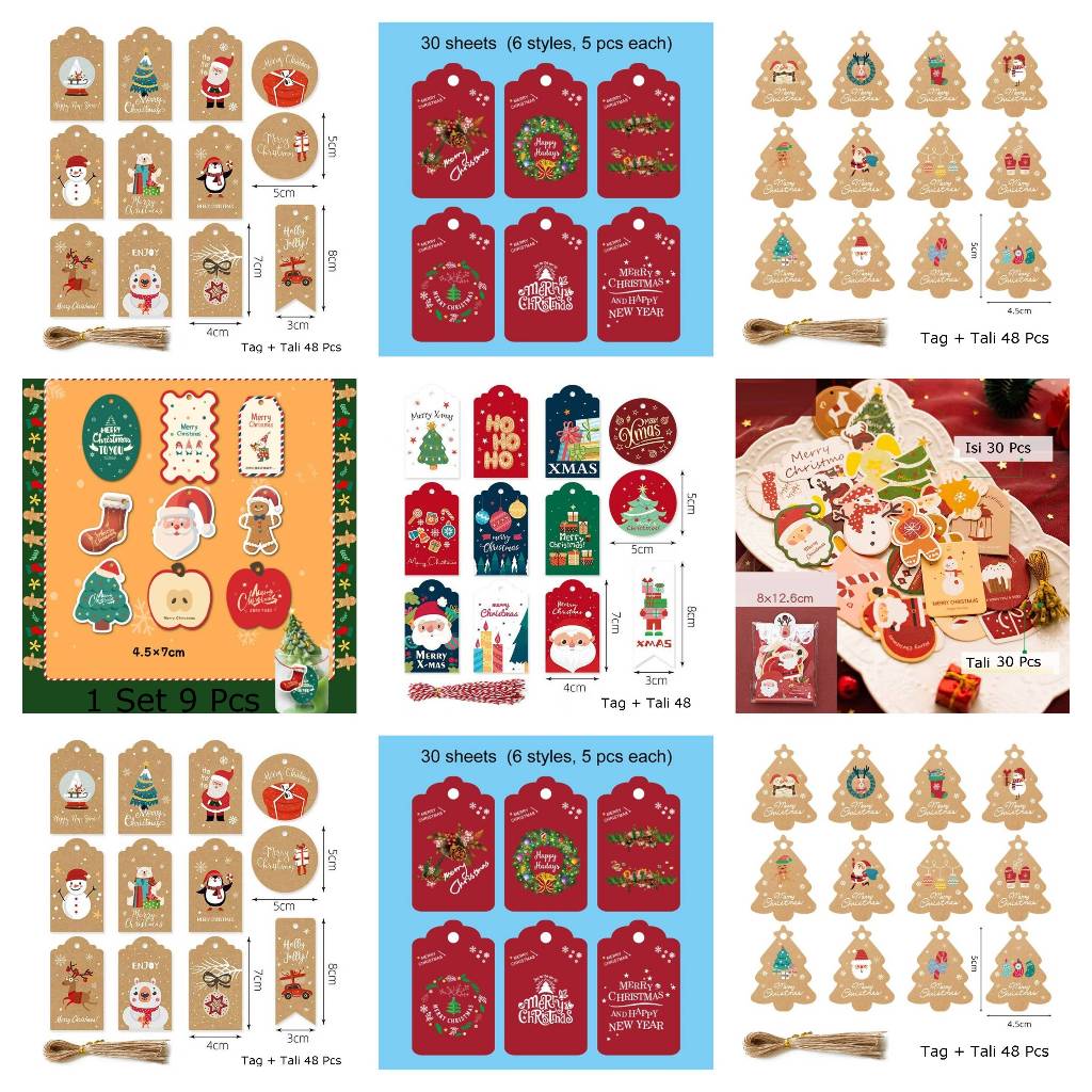 

HandTag Christmas Dekorasi Santa Rusa Pohon Natal Kado Box Kue Natal hang Tag Hamper Cake Xmas