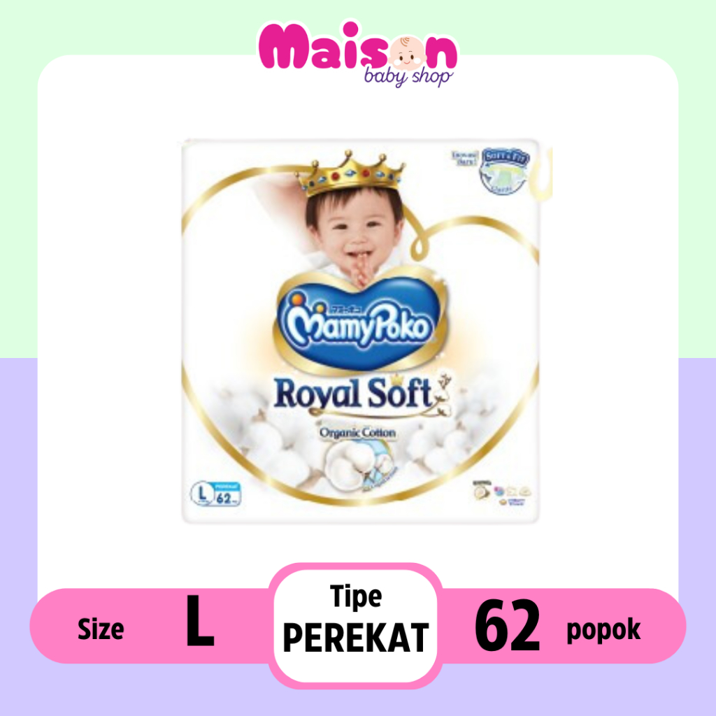 L62 TAPE - Mamypoko Royal Soft Tape L 62 L62 Diapers Popok Perekat LAV