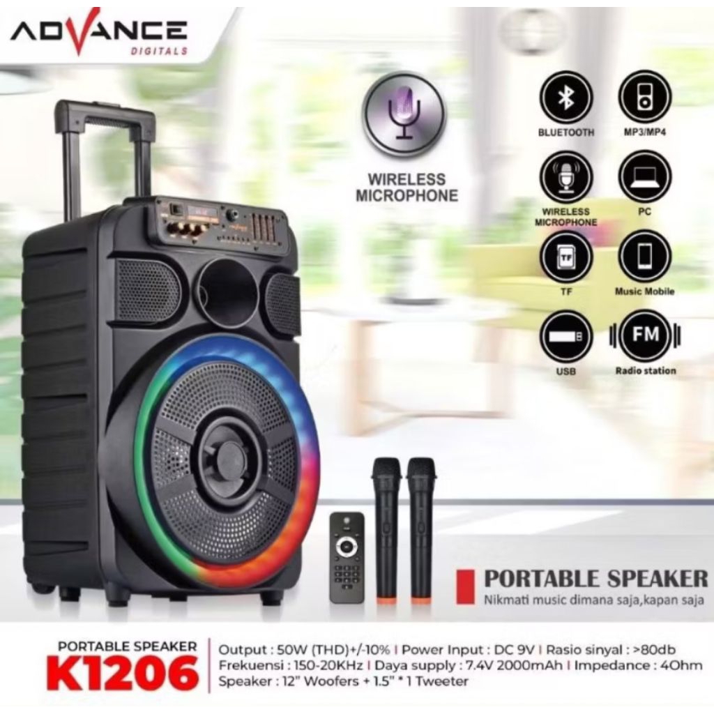 SPEAKER PORTABEL ADVANCE 12 INCH K1206