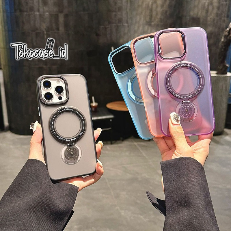 TOKOCASE_ID Case Casing Magnetic Bracket Matte Folding Stand Ring lensa compatible for Iphone 11 12
