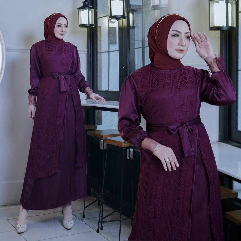 Kayla Maxi Dress Brukat Mewah Gamis Fashion Pesta Kondangan Terbaru
