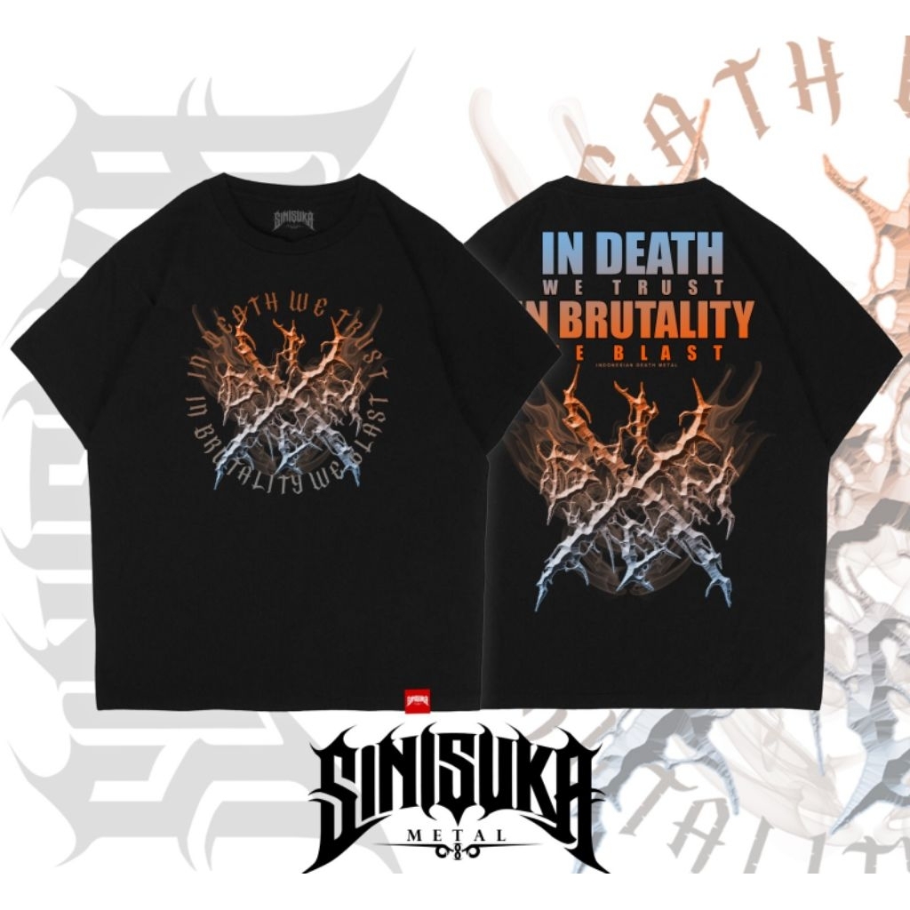 Kaos metal kaos musik indonesian death metal brutality katun hitam tanpa jahitan samping