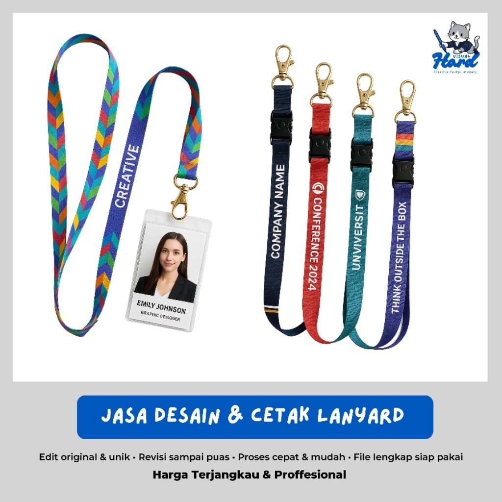 

Sepaket Desain dan Cetak Tali Lanyard Name Tag Custom (Satu Set)