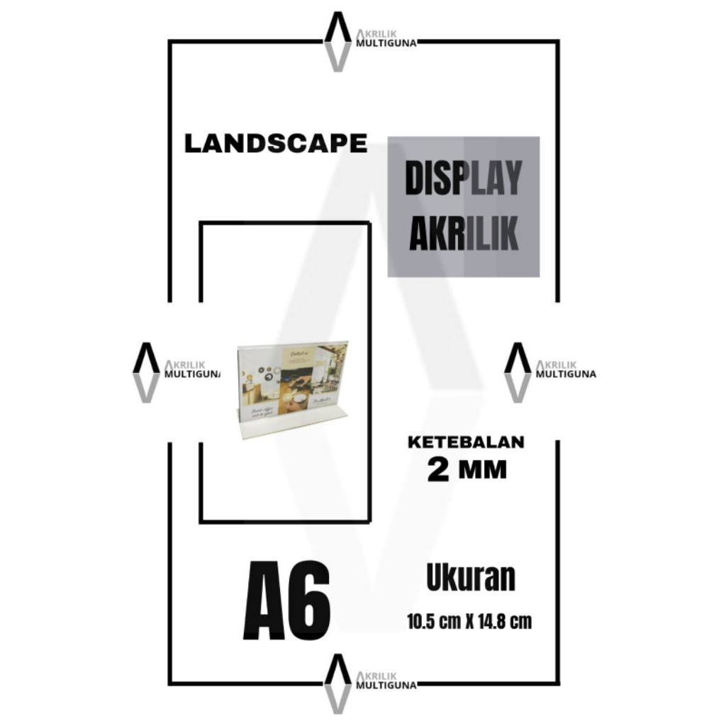 

Tempat Brosur Display Menu Landscape Akrilik Acrylic Menu Qris Ukuran A6 Tebal 2mm