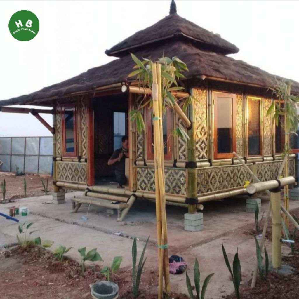 gazebo mushola bambu atap ijuk | luas 4x5 m + mimbar 1.5x2 m