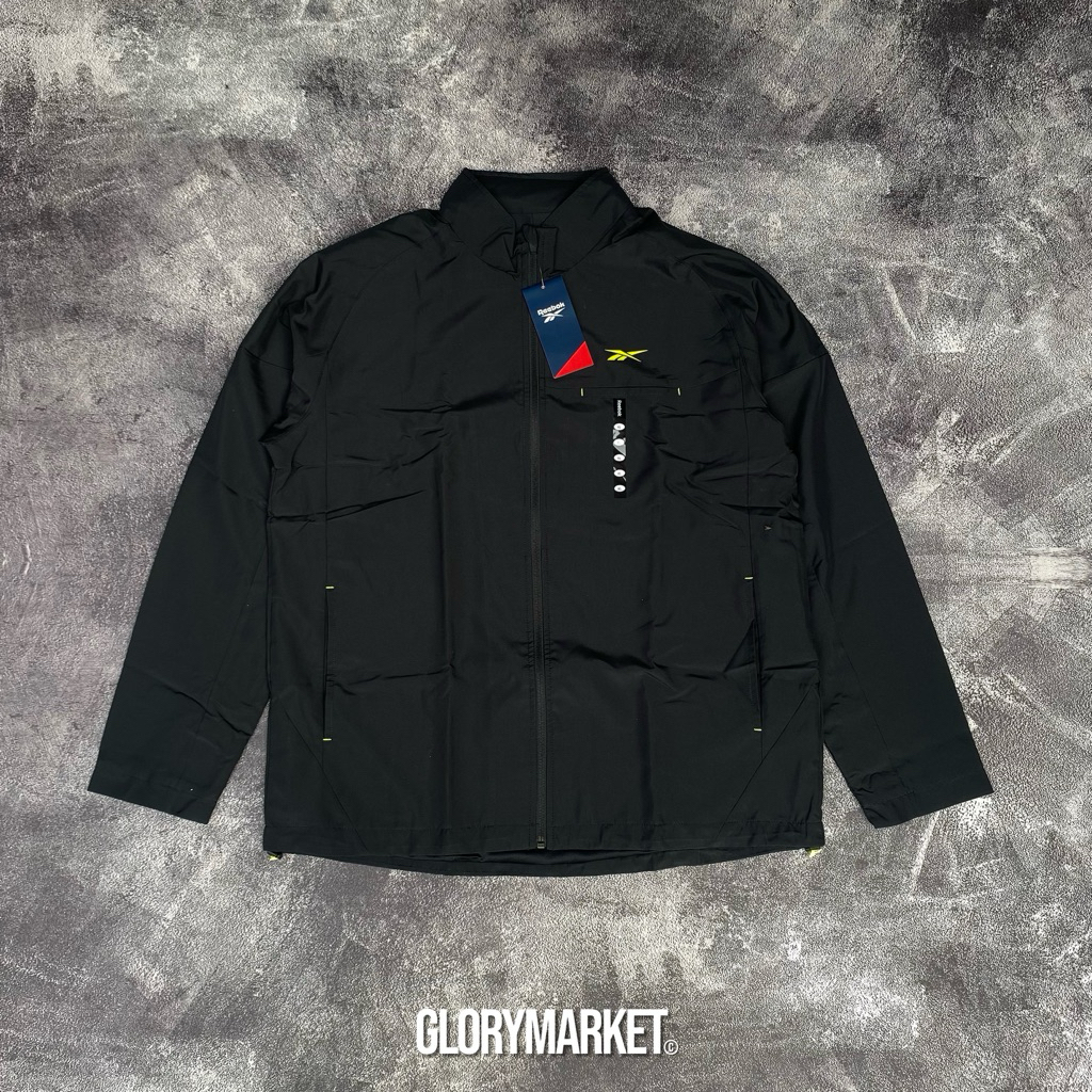 Jaket Rebok Running Polyester Black Original 100%