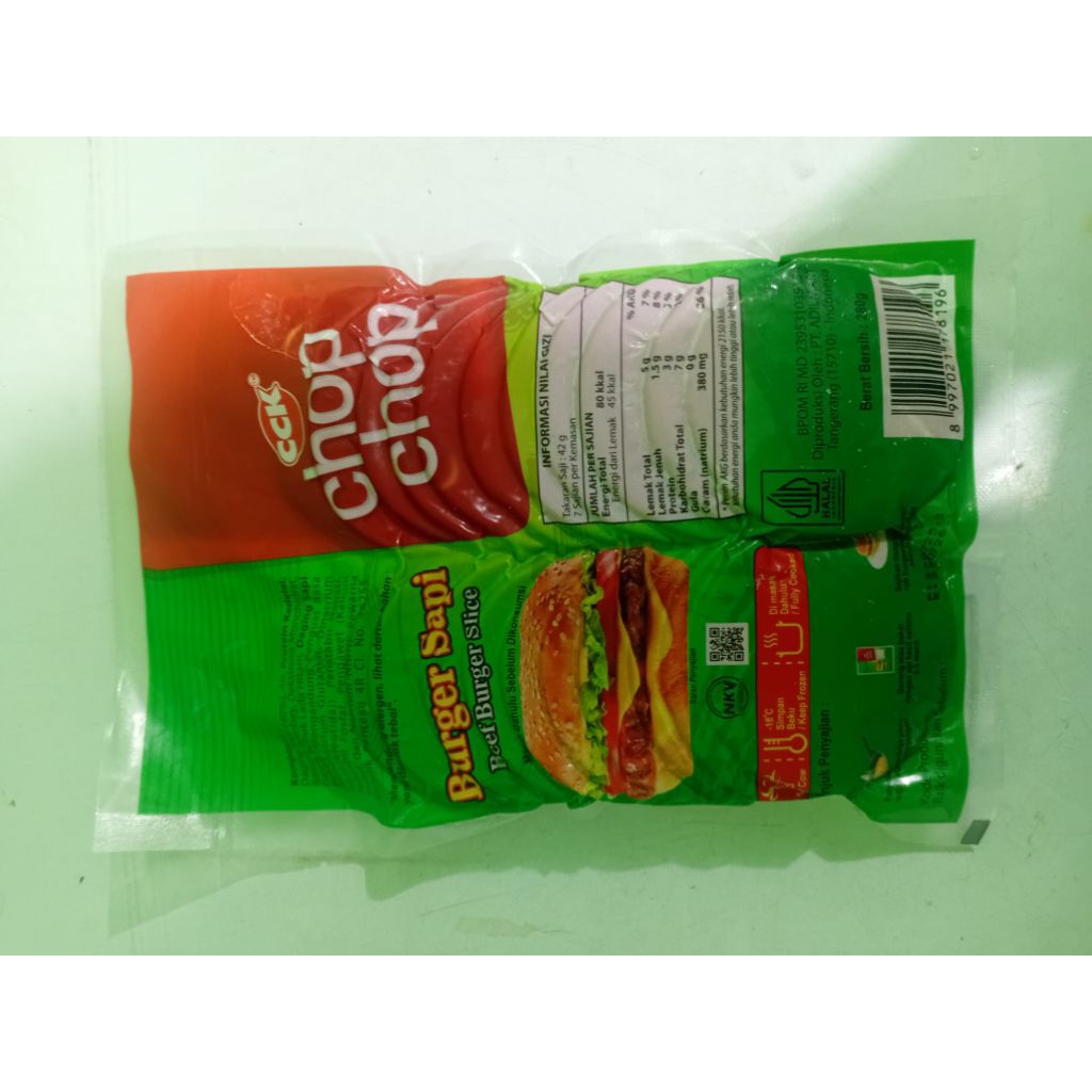 

Chop Chop Beef Burger 20 slice 280gr