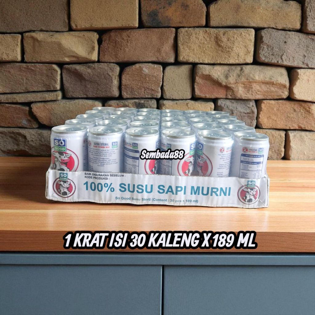 

SO GOOD SUSU SAPI STERIL 1 KRAT ISI 30 KALENG KEMASAN 189 ML / SUSU SAPI