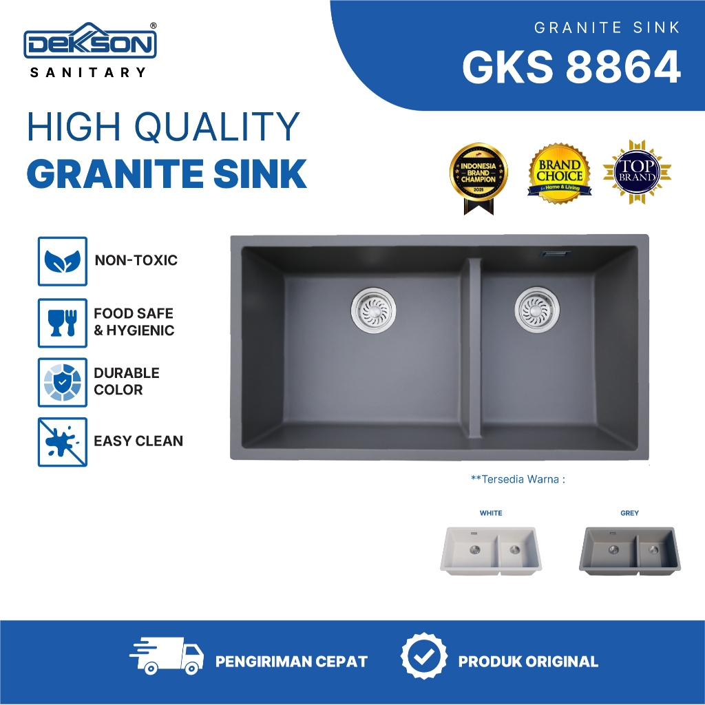 DEKKSON Granite Kitchen Sink Sink Dapur Anti Gores & Tahan Panas GKS 8864