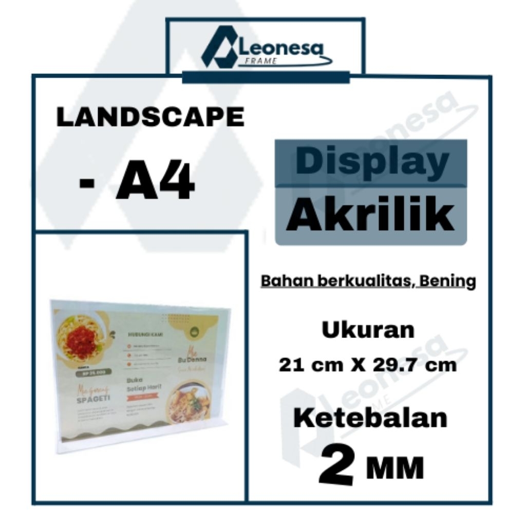 

Tempat Brosur Display Menu Landscape Akrilik Acrylic Menu Qris Ukuran A4 Tebal 2mm