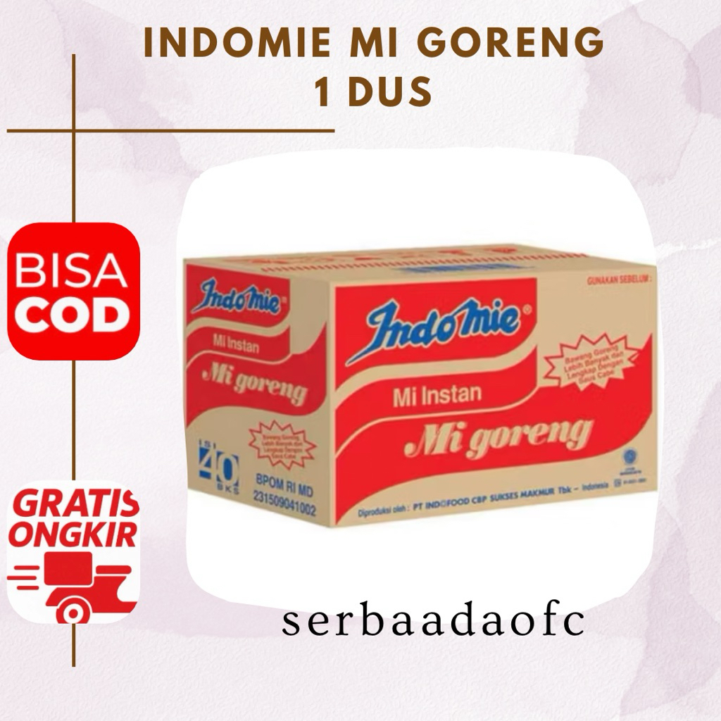 

1 DUS INDOMIE MIE GORENG isi 40 SPECIAL KARTON (BISA COD) 1 DOS