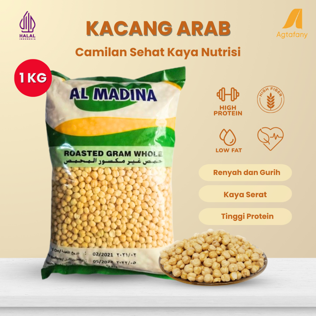 

1 kg Kacang Arab Panggang Matang Siap Makan | Chickpeas Siap Makan Original Premium Oleh-Oleh Haji dan Umroh