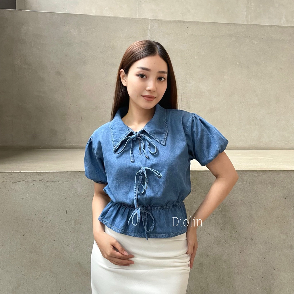 DIOLIN - LUNA TOP - Atasan wanita denim kemeja fashion jeans