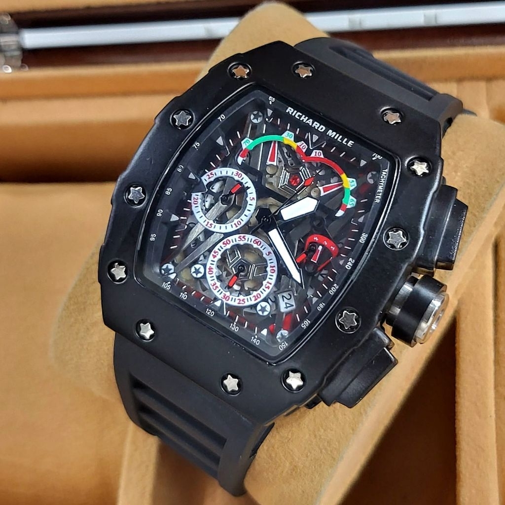 JAM TANGAN PRIA RM CRONO AKTIF TALI RUBBER SUPER MEWAH DAN ELEGAN WARNA PILIHAN - JAM TANGAN PRIA SU