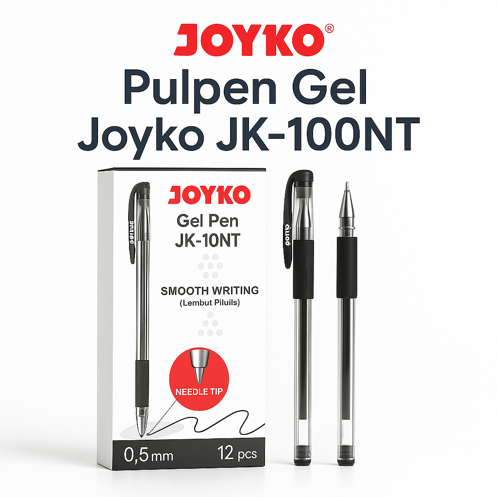 

Pulpen Gel Joyko JK-100NT Tinta Hitam 0.5 mm Isi 12 Pcs