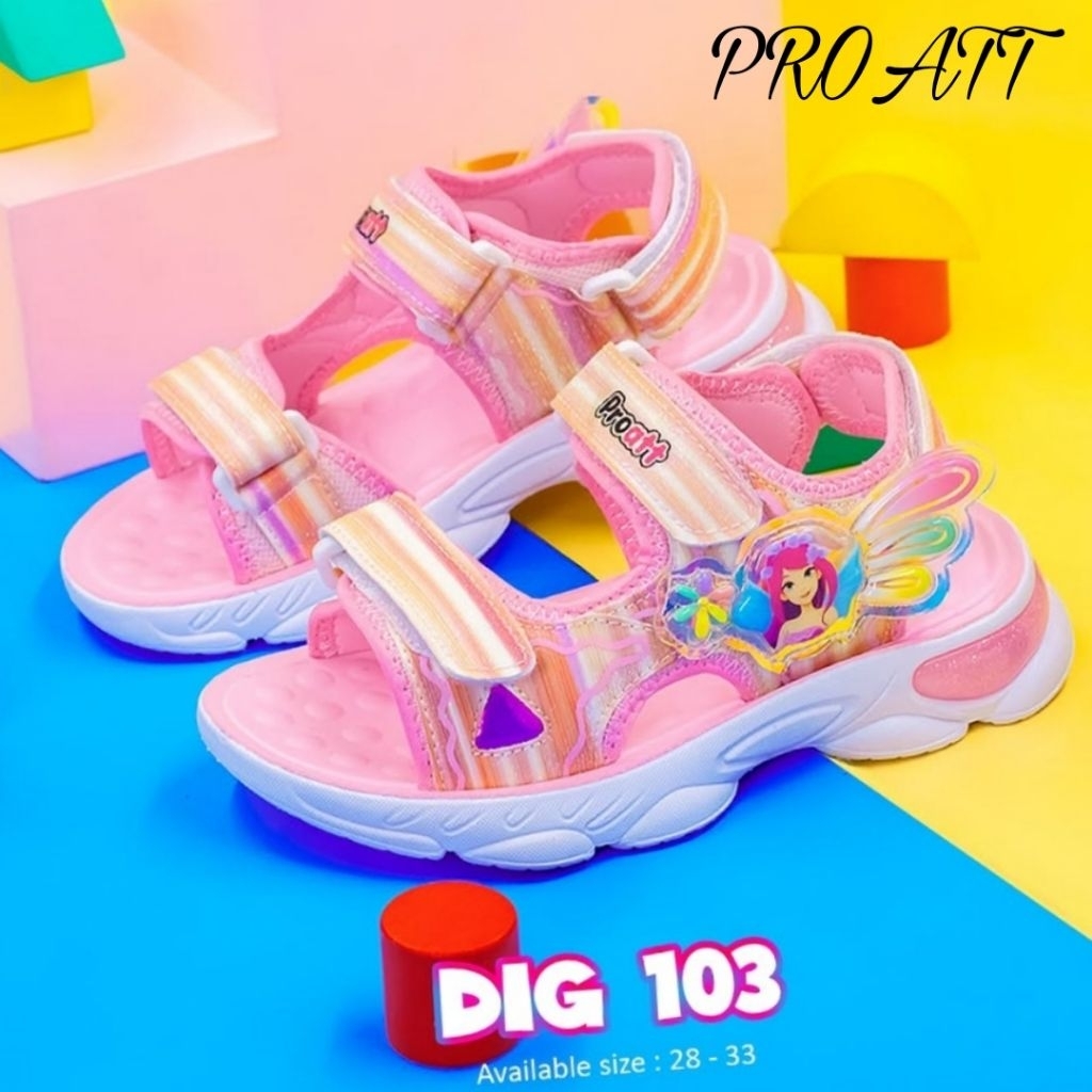 PRO ATT Sandal Gunung Anak Perempuan Kecil Putih Sol Karet Anti Slip Sendal Fashion Size 28-33