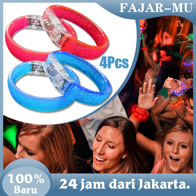 Isi 4 Gelang Akrilik Lampu Led Gelang Led Acrylic Wristband Gelang Led Konser Karnaval