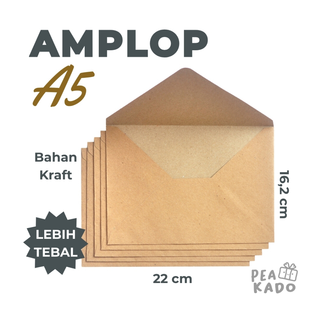 

Amplop Coklat A5 Kraft Tebal 150gr – Undangan Pernikahan, Surat, Greeting Card Rustic Vintage