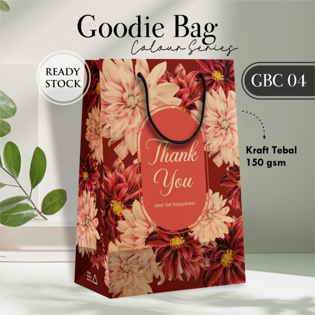 

[12 PCS] GOODIE BAG COLOUR SERIES READY STOCK PAKET LUSINAN - PAPER BAG MOTIF BUNGA GBC 04