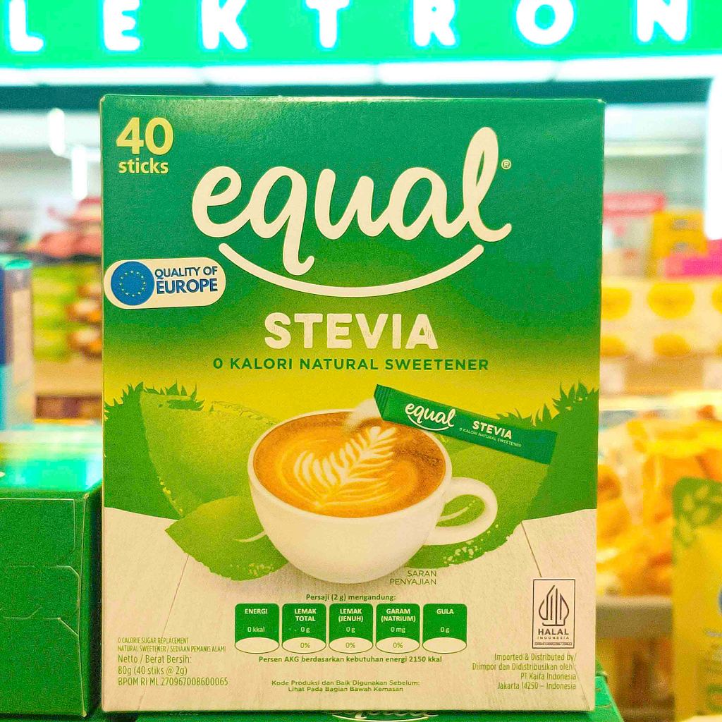 

PEMANIS DIET EQUAL STEVIA 40'S SWEETENER BEBAS KALORI PEMANIS ALAMI / STEVIA