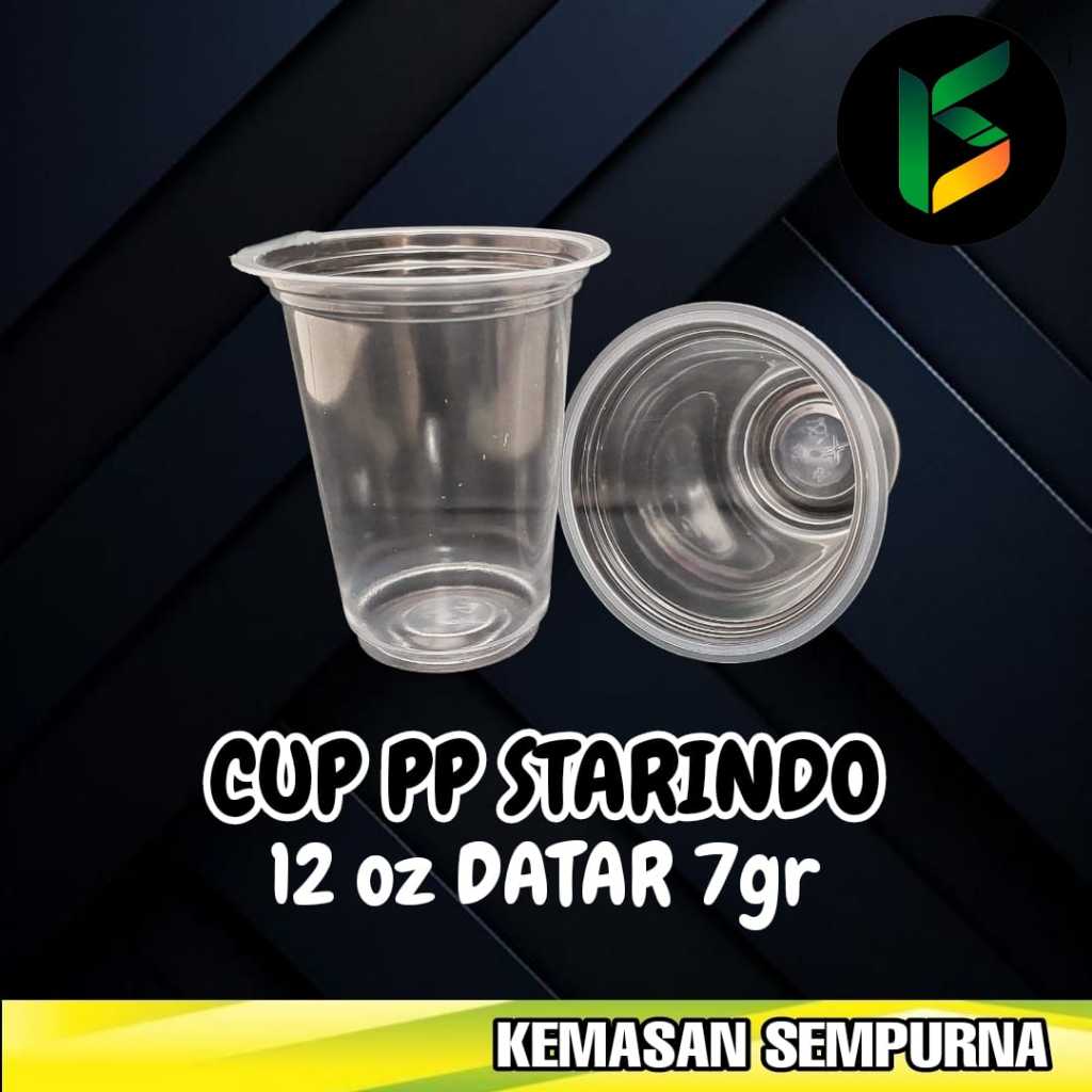 Gelas Plastik Cup PP Starindo 12 oz datar 7 gr tahan panas bisa diseal