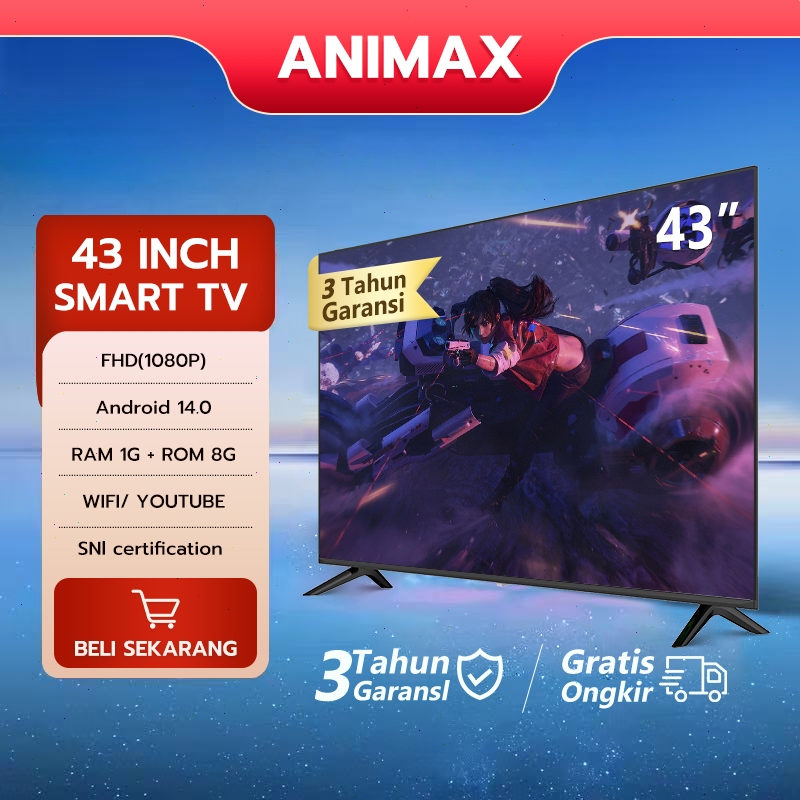 Sato - Animax Smart TV LED 32 inch 40 inch 43 inch Android TV 32/40/43/50/65 Inch Digital TV LED FHD