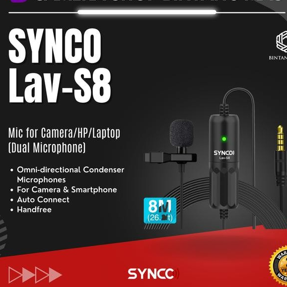 Saramonic - Lav-S8 Lavalier Mic For Camera Smartphone Vlog Laptop