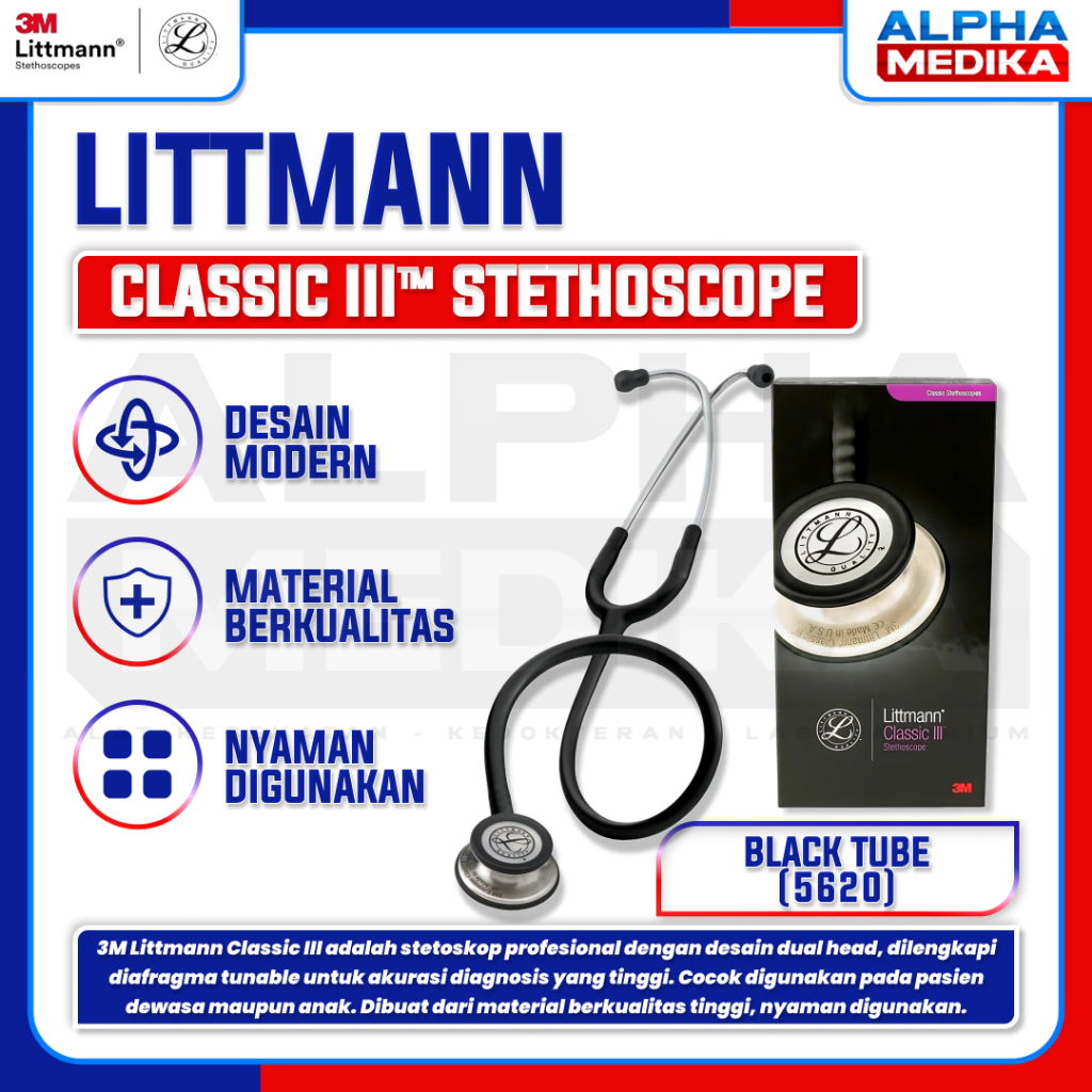Littmann Classic III Stethoscope BLACK 5620 / Stetoskope 3M Littmann