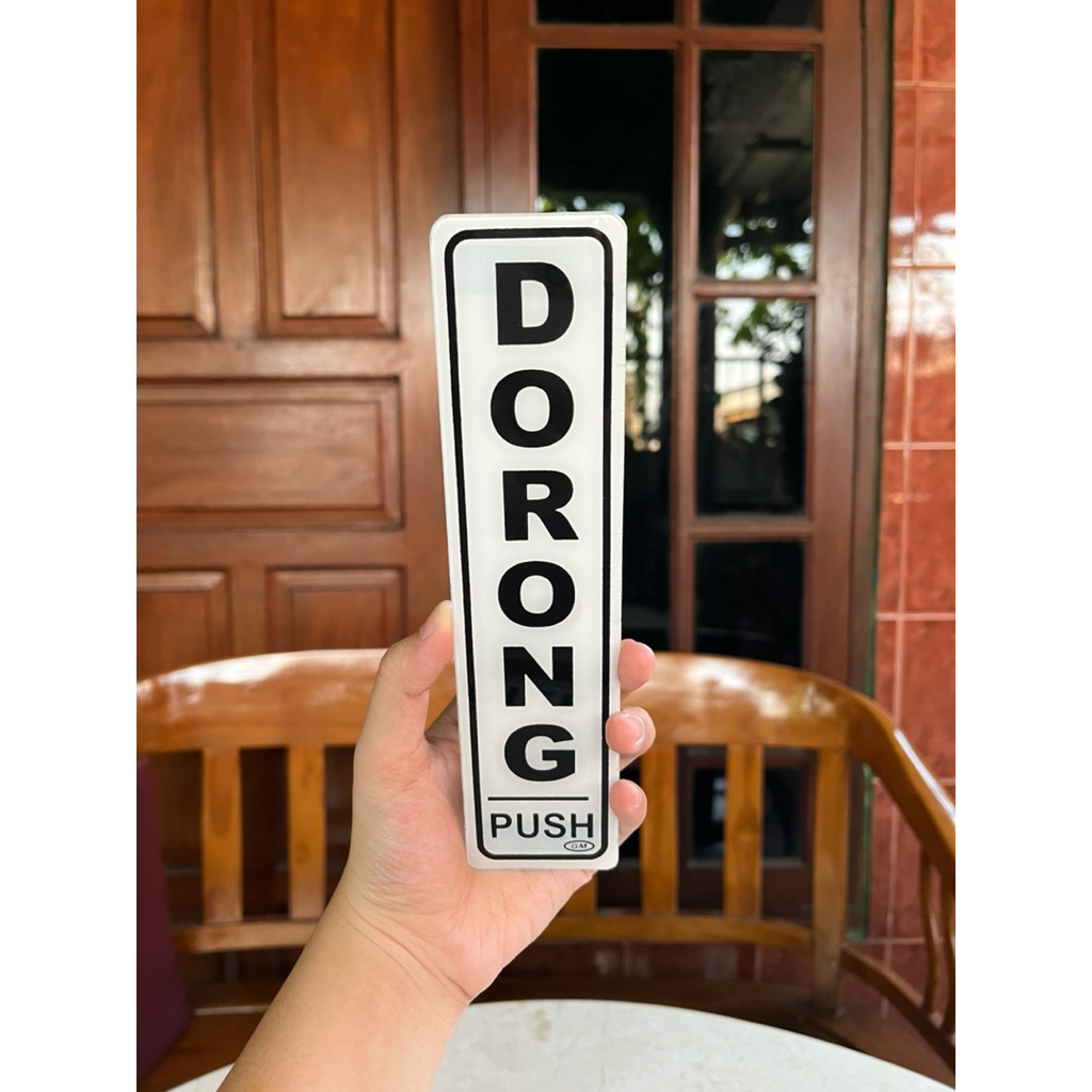 GM LABEL Sign Board Dorong Push Sign Label Akrilik Stiker Petunjuk Papan Tulisan Pintu Putih Ukuran 