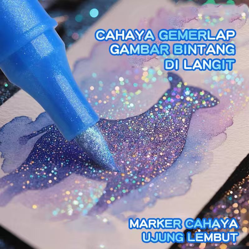 

SPIDOL GLITTER DOUBLE TIP SET 12 BRIGHT SHIMMER & ANTI BAU | ALAT GAMBAR ANAK SPARKLE FLUORESCENT