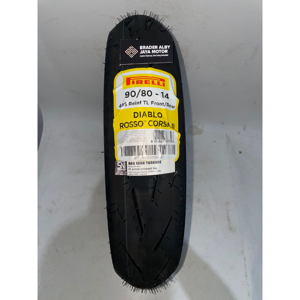 BAJM TASIK – [100% ORIGINAL] Ban Luar Pirelli Diablo Rosso Corsa II 90/80-14 Tubeless
