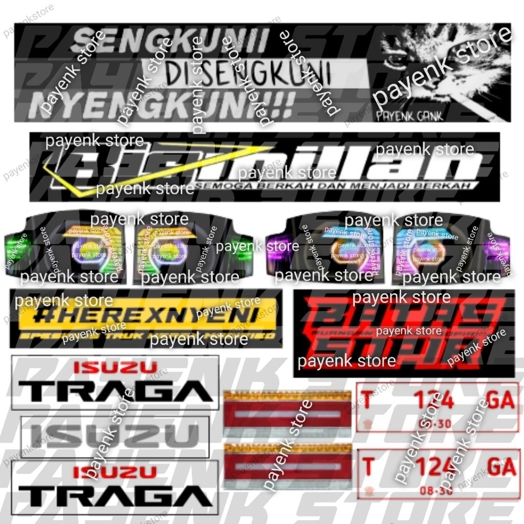 STIKER MINIATUR PICK UP TRAGA LAMPU BILED