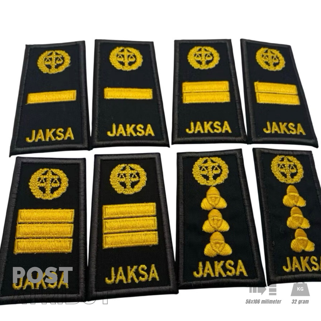 Pangkat PDH 3A-3D Bordir JAKSA / Pangkat JAKSA / Atribut KEJAKSAAN / Atribut JAKSA / Post Atribut