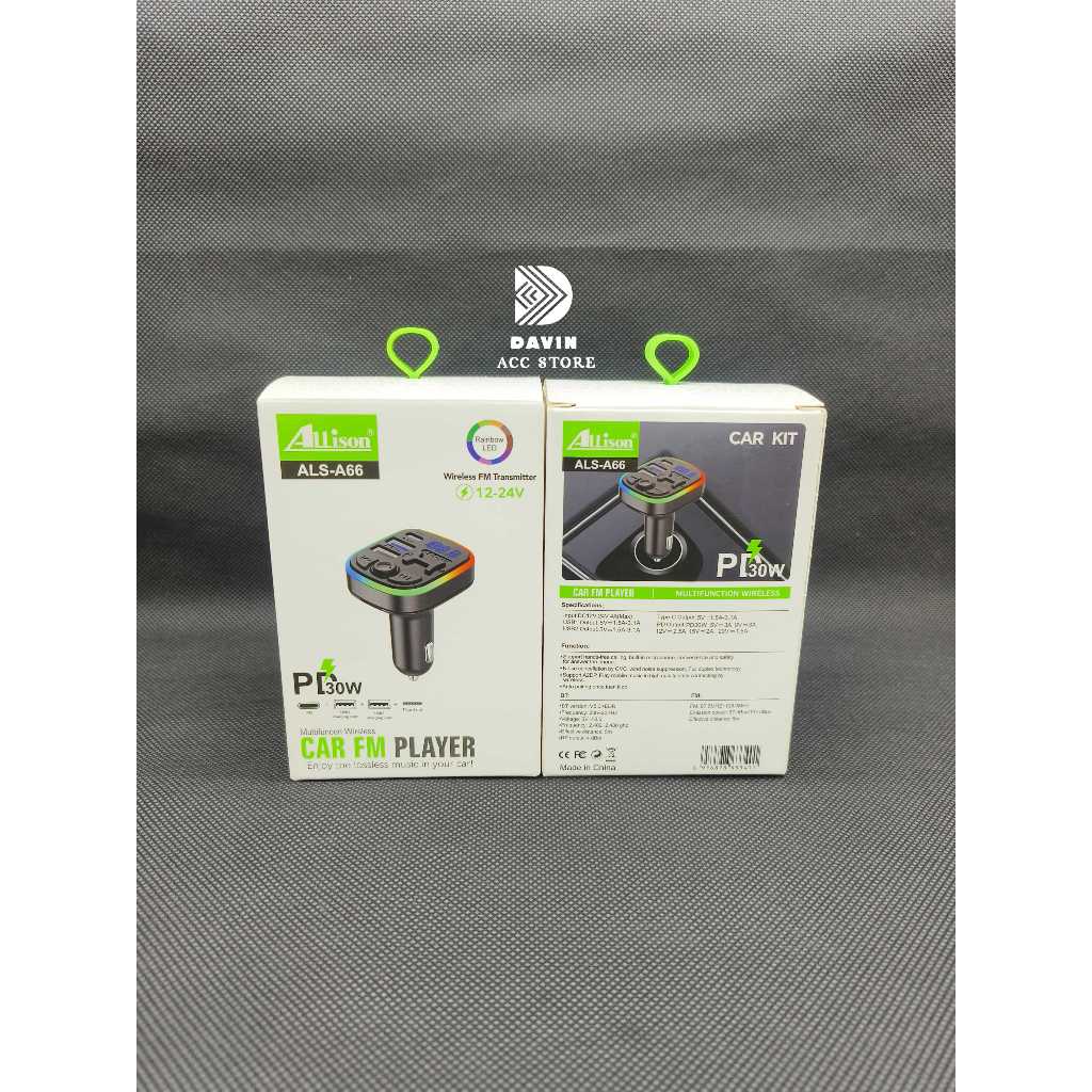FM MODULATOR ALLISON ALS-A66 30W FM MP3 TRANSMITTER PD+USB WITH DIGITAL DISPLAY BLUETOOTH