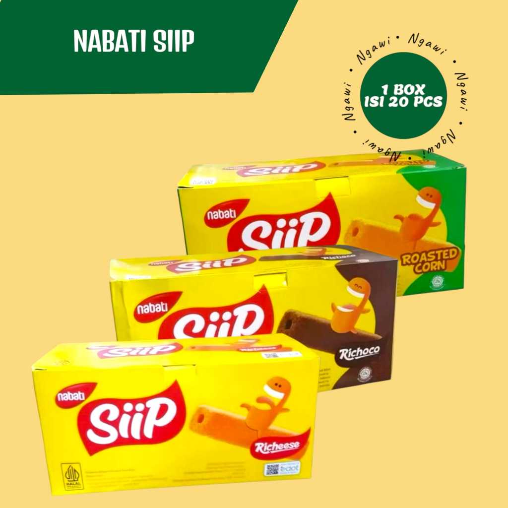 

NABATI SIIP BOX ISI 20, NABATI SIIP KEJU, NABATI SIIP COKELAT, NABATI SIIP JAGUNG BAKAR