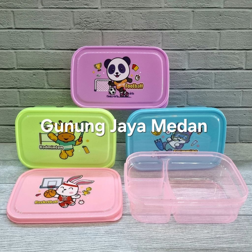 Kotak Makan Plastik Lunch Box HALONA Anak Anak Bekal Bersekat Warna Transparan Sunrise