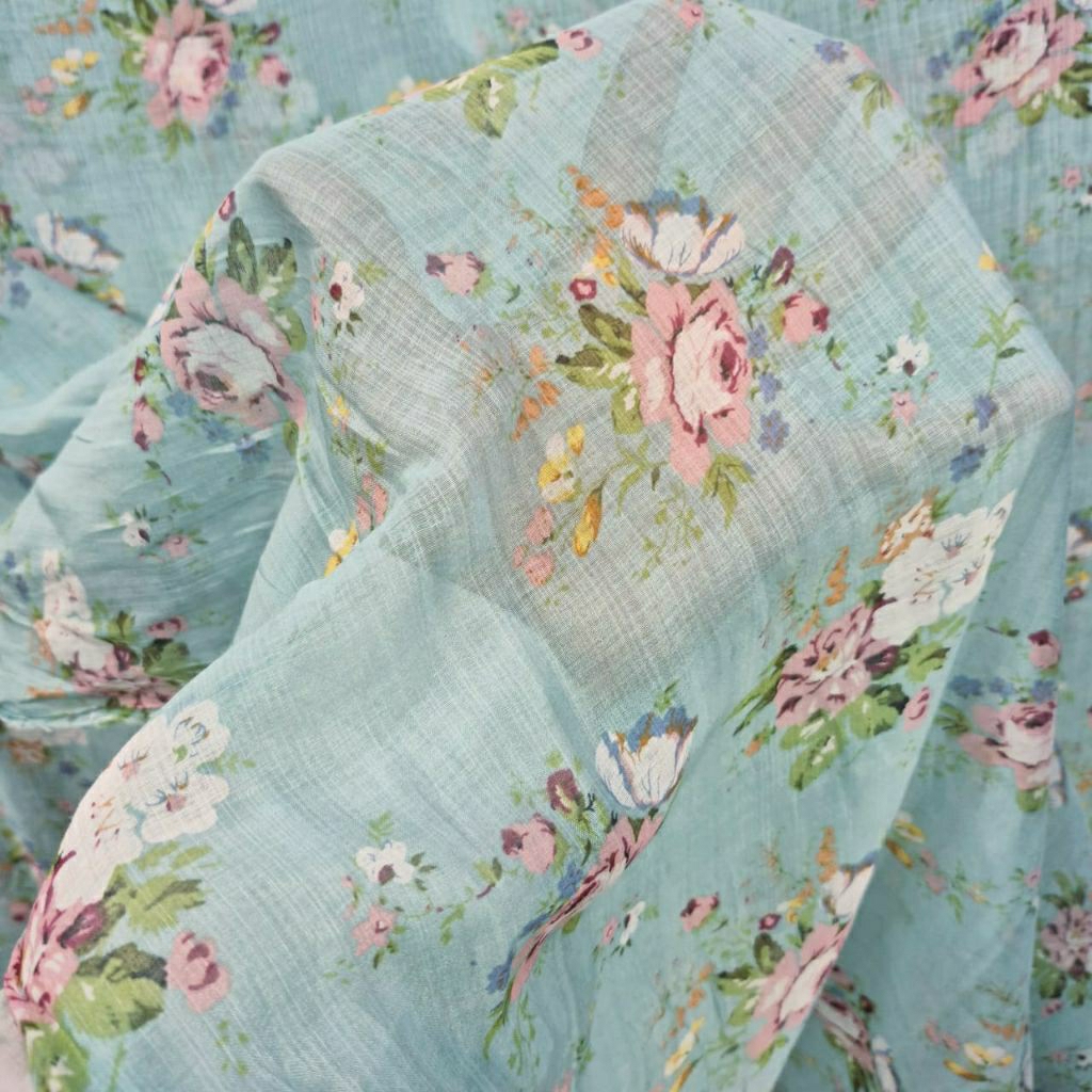 KAIN SILKY SEMI SUTRA PREMIUM MOTIF BUNGA  - KAIN KATUN SILKY SEMI SUTRA PREMIUM MOTIF KEMBANG - KAI