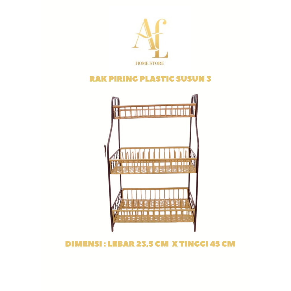 Rak Piring Plastik / Rak Piring Plastik Susun 3 Coklat/RAK PIRING SHELFY SUSUN 3 CAPPUCINO/Rak Pirin