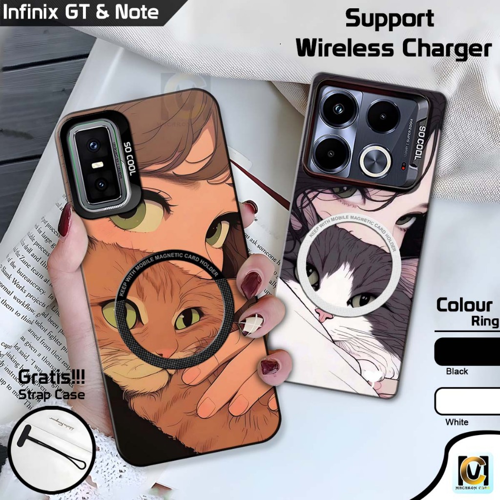 Case So Cool Infinix GT 30 Pro Terbaru 2025 Support Wireless Charger Motif Cat Girl | SoftCase HP In