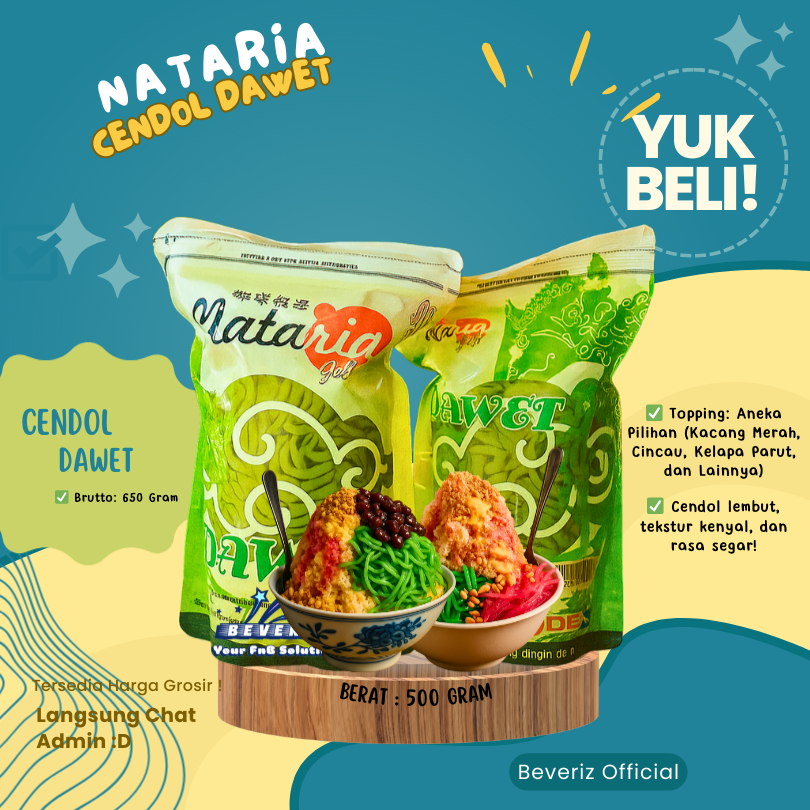 

Nataria Cendol Dawet 500g | Jelly Hijau Kekinian | Topping Es Boba & Dessert | Minuman Instan