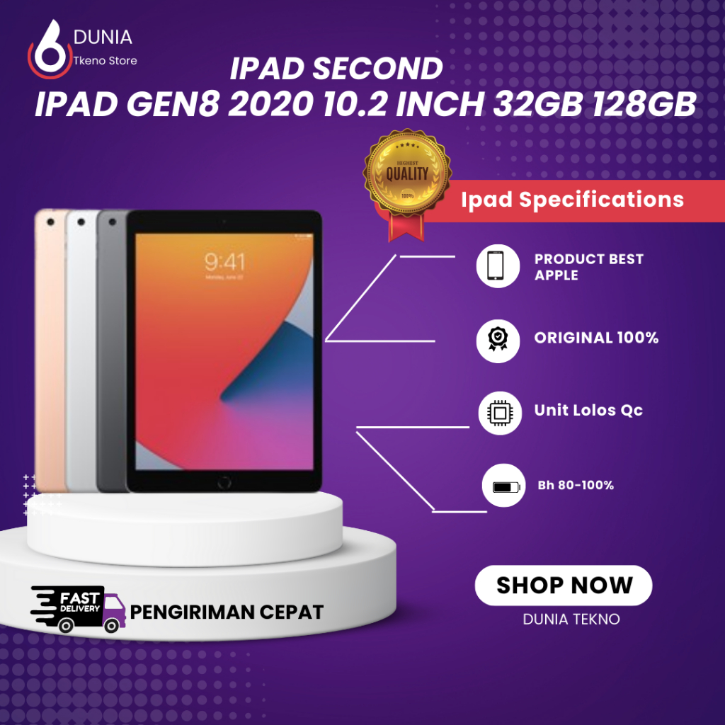 Ipad 8 Gen 2020 10.2 inch 32GB 128GB Second TERMURAH JAMINAN ORIGINAL APPLE