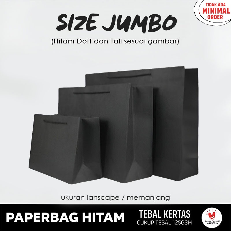 

Paper Bag Hitam Polos (ALL LANSCAPE) Paper Bag Kado Packing Baju, Souvenir / Papper Bag Polos Warna Hitam Jumbo