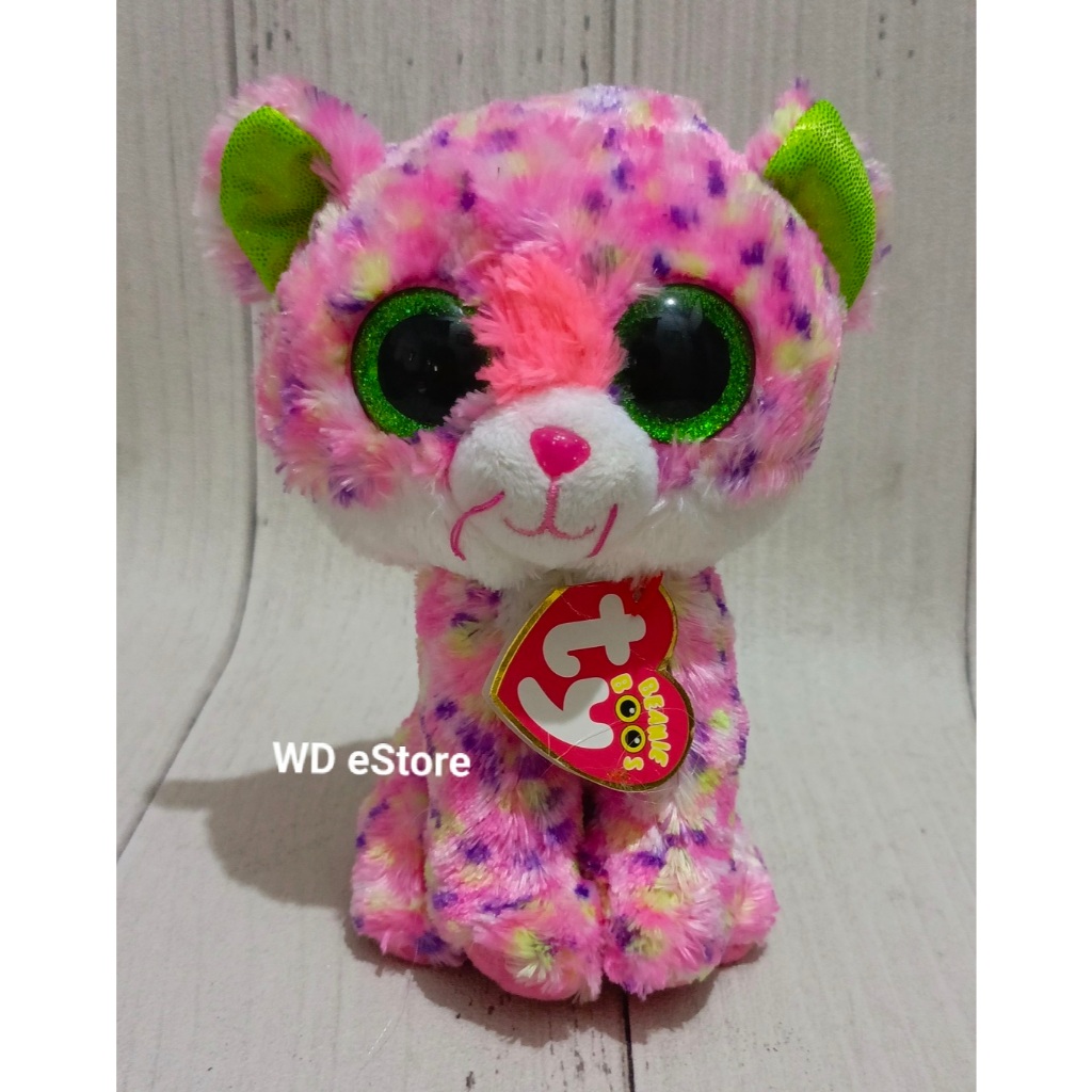 Boneka Kucing Warna Polkadot Pink TY Beanie Boos, Sophie