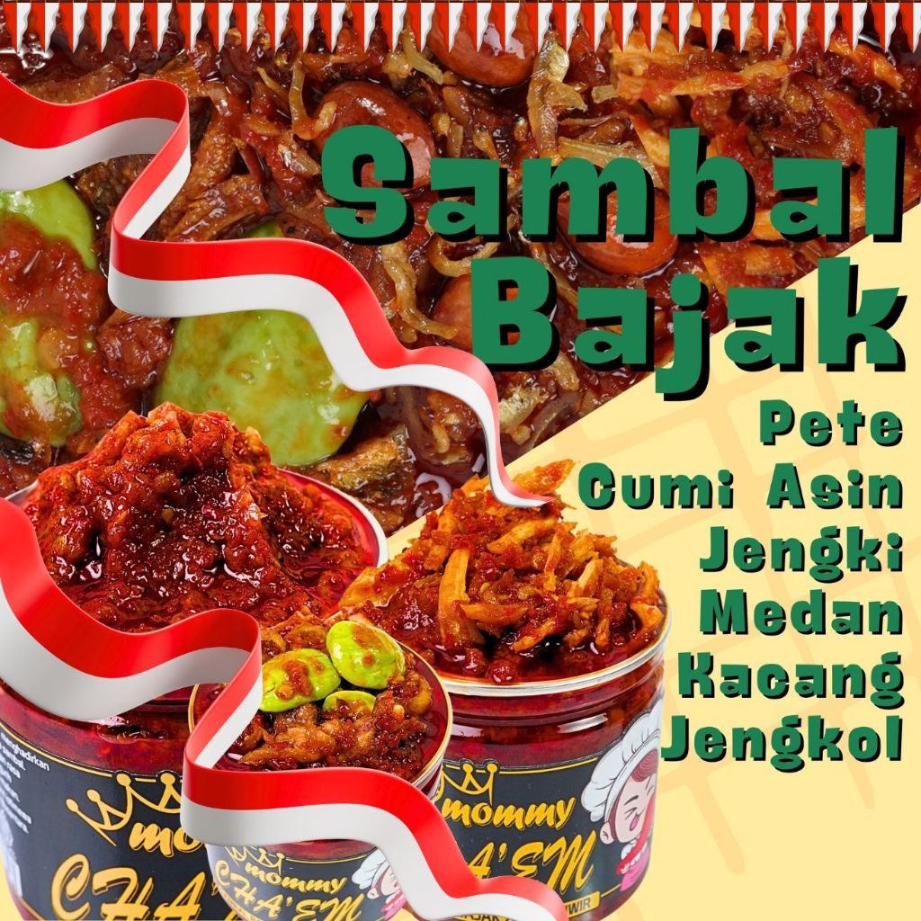 

Sambel Bajak Sambal Merah Pedas Manis Topping Pete Jengkol Ayam Suwir Ikan Teri Medan Jengki Cumi Asin Kacang / Kemasan Berat 200gr / Sambal mommy Cha'em
