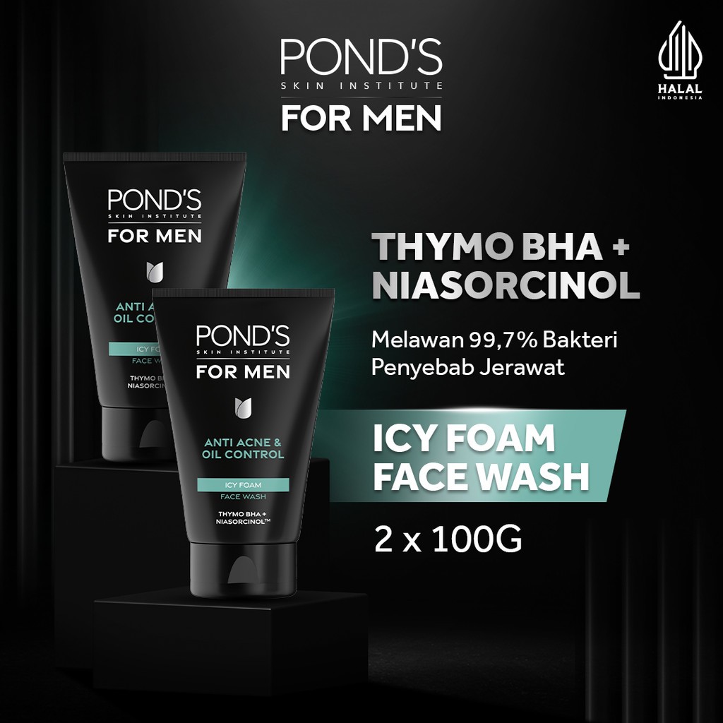 Pond's Men Acne Clear Oil Control Face Wash 100gr Twin Pack