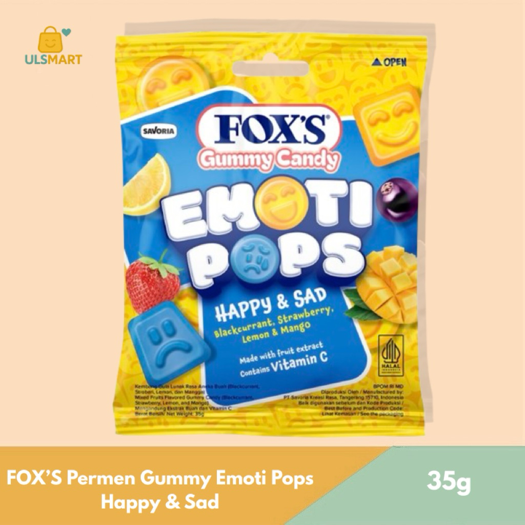 

FOX’S Permen Gummy Emoti Pops Happy & Sad 35 g
