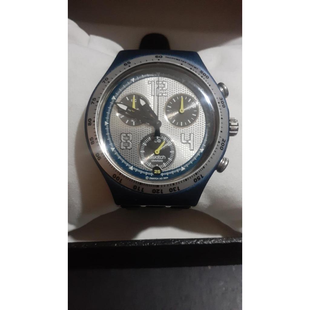 Preloved Swatch Irony Chronograph Blue Aluminum – Sporty & Stylish