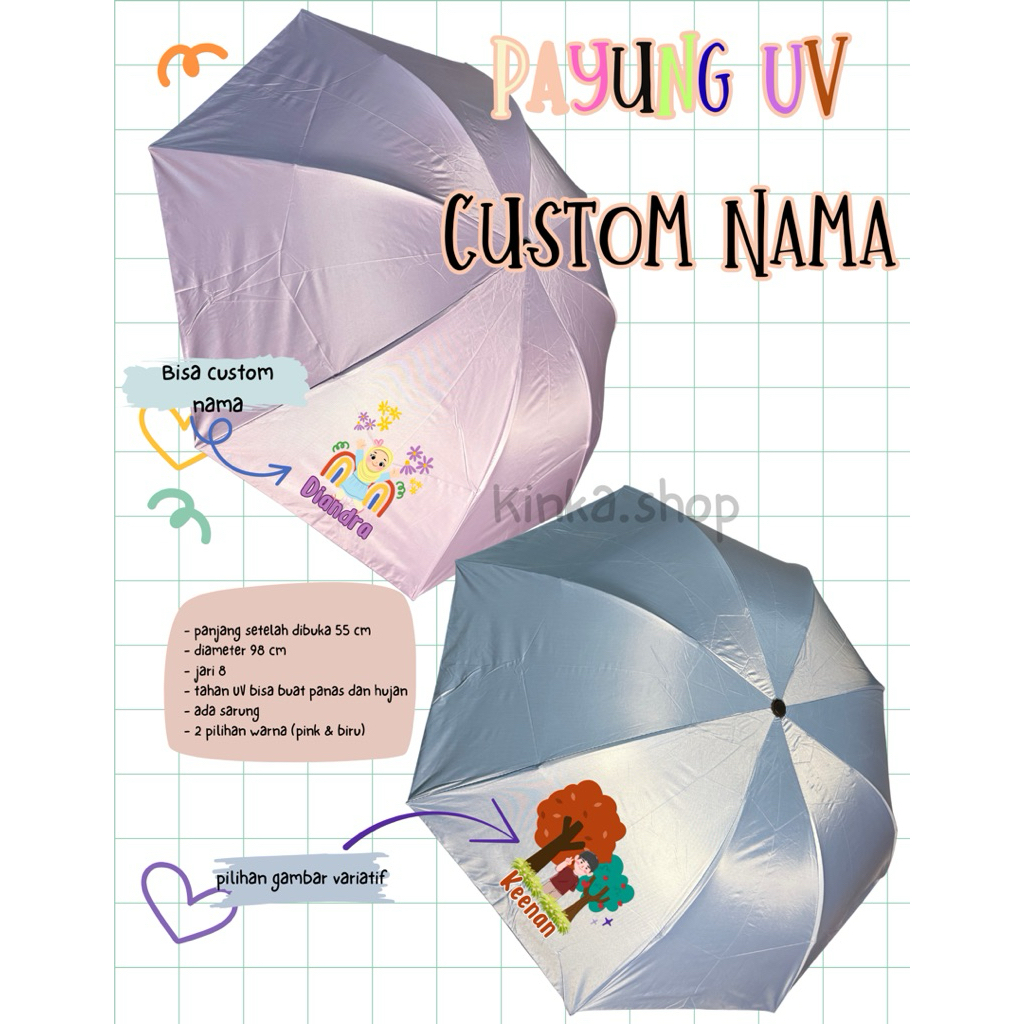 PAYUNG LUCU CUSTOM NAMA PAYUNG ANAK LUCU