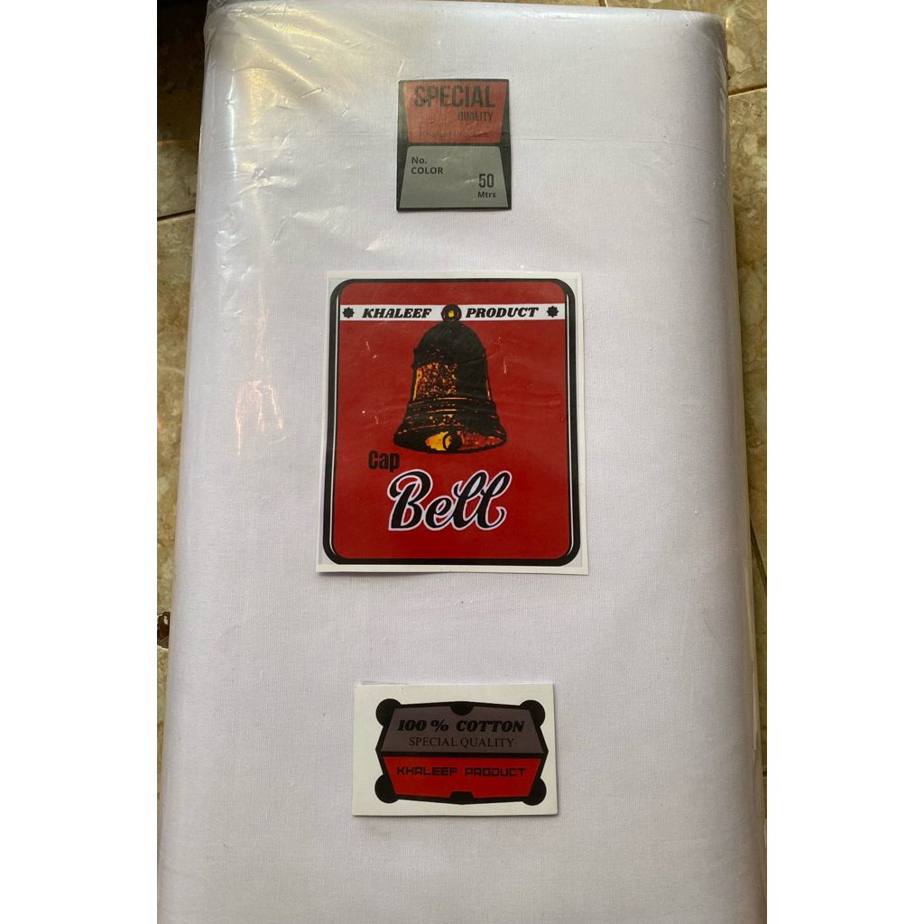 KAIN KAFAN CAP BELL KUALITAS TERBAIK (putih & tebal)