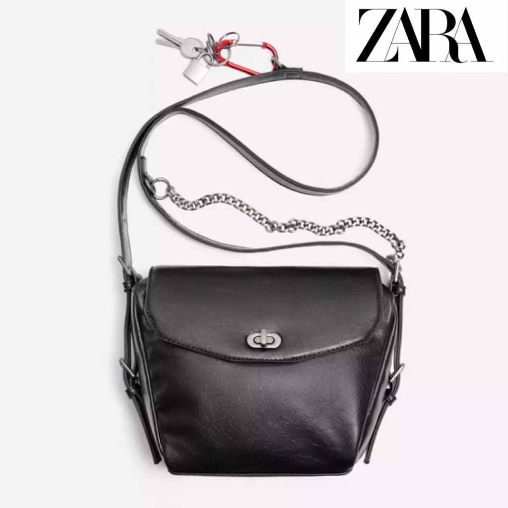 ZARA Men Chain Crossbody Bag Tas Selempang Pria Black